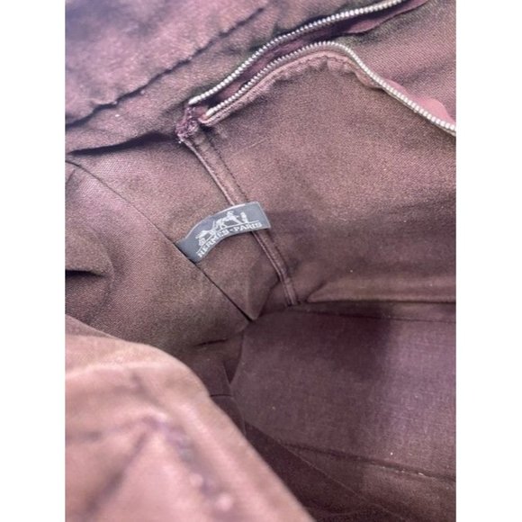 Hermes Toile Fourre Tout Mm Burgundy Fabric Tote - Picture 8 of 10
